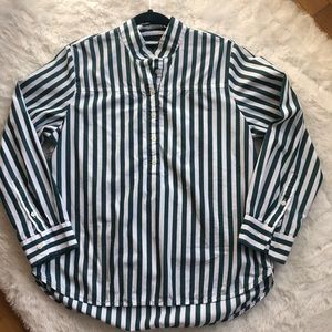 J. Crew Blouse Pullover Green & White Stripe